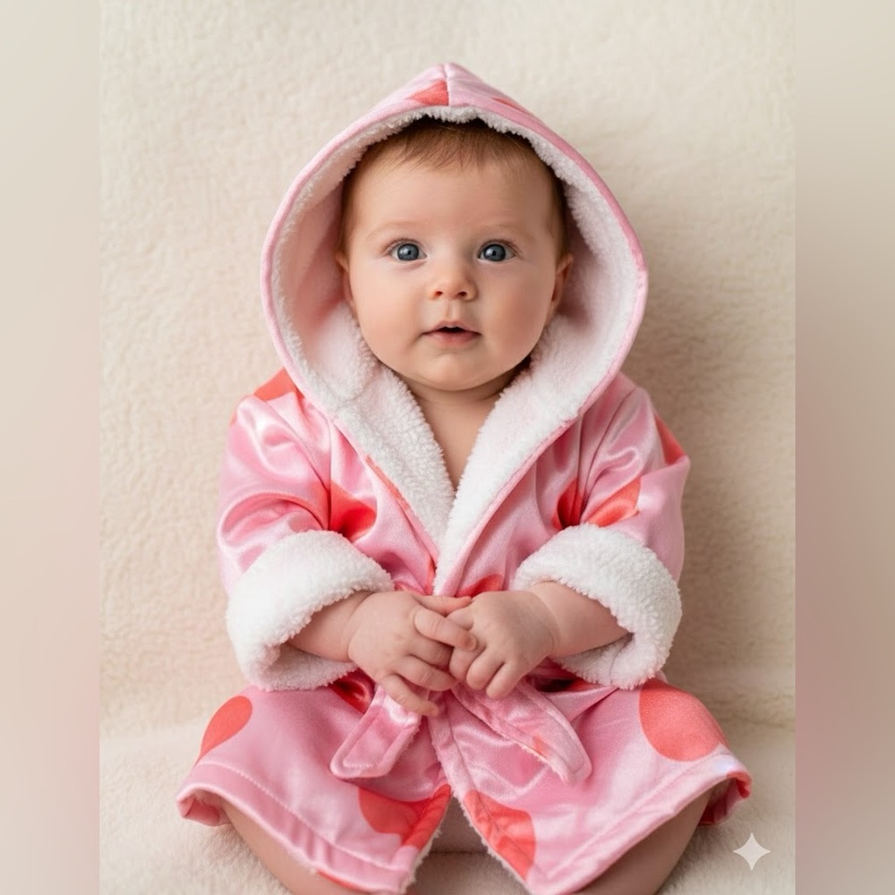Bathrobe Faux Mink Soft Hooded Bathrobe Sherpa Lining Girls OS 0-18 pink*